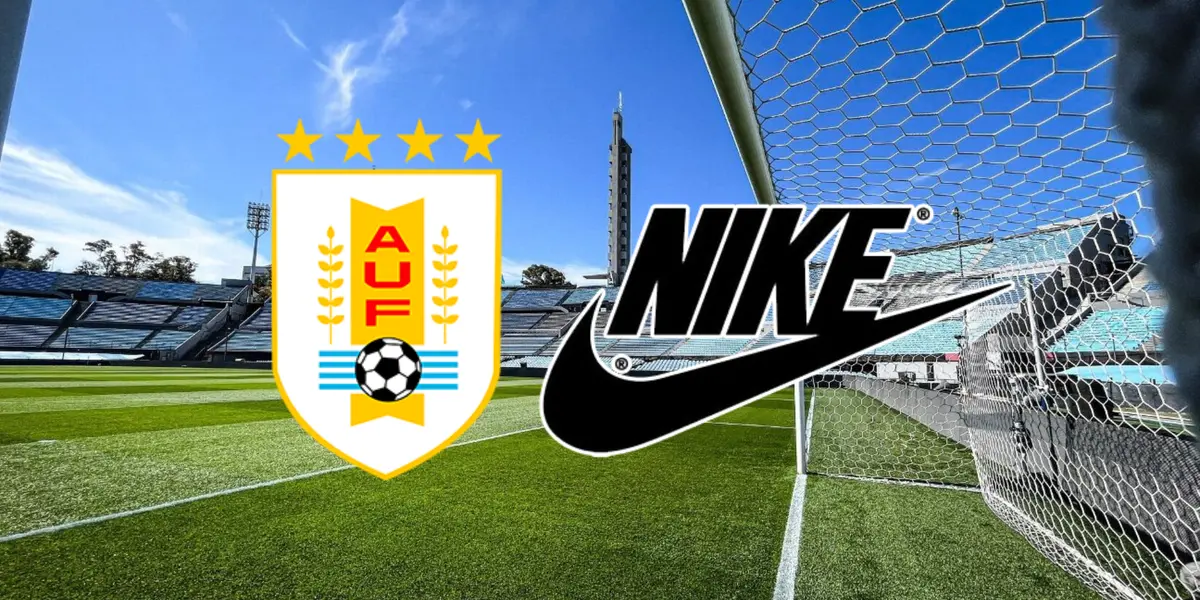 Estadio Centenario de Uruguay con el escudo de la Selección de Uruguay y logo de Nike