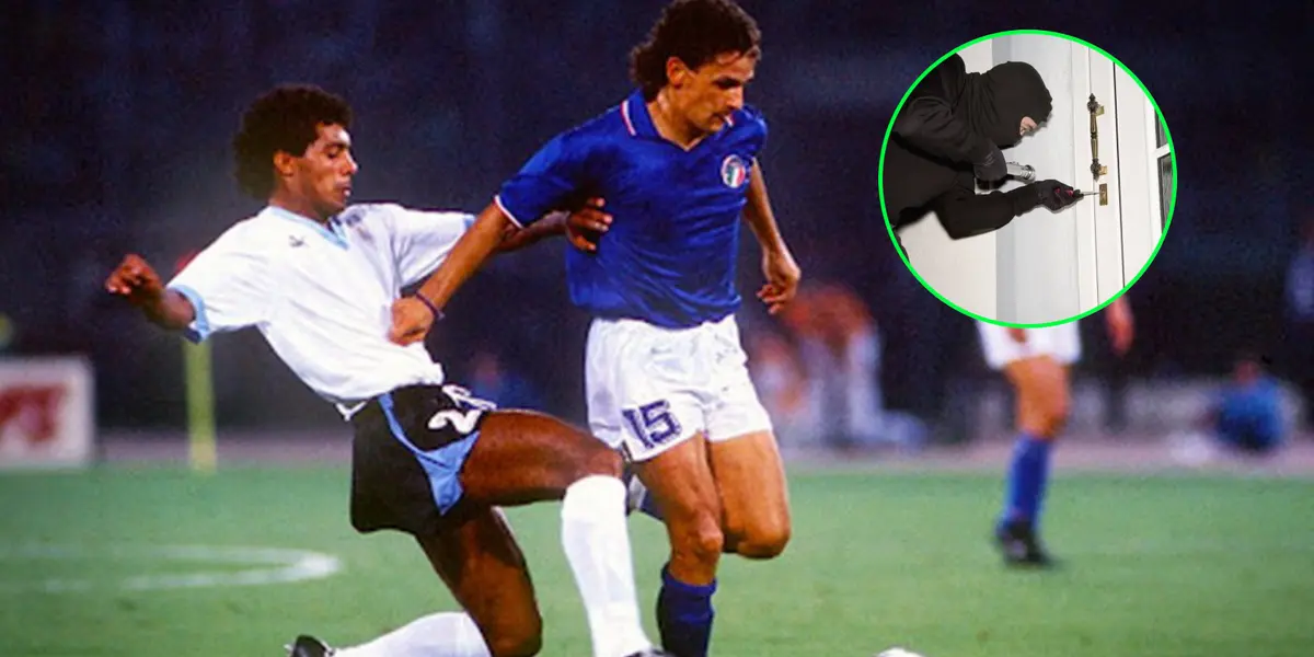 Acción durante el Uruguay-Italia del Mundial 1990.