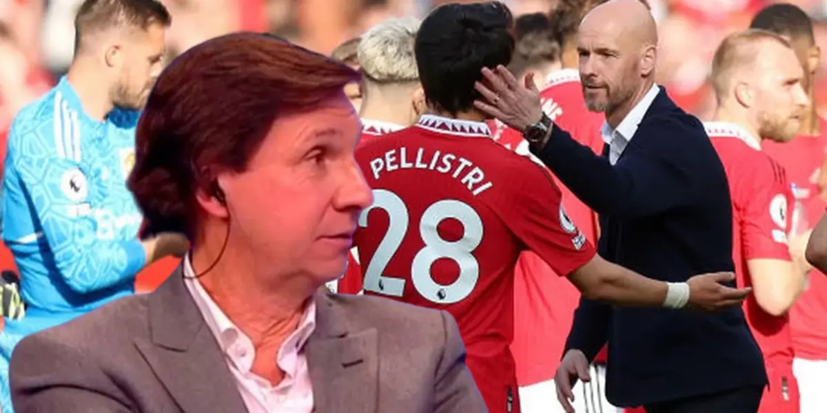 Bambino Pons observando a Facundo Pellistri junto a Erik Ten Hag.