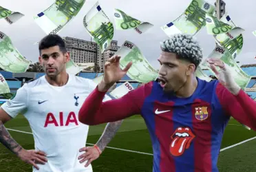 Cristian Romero y Ronald Araujo en el Estadio Centenario de Uruguay.