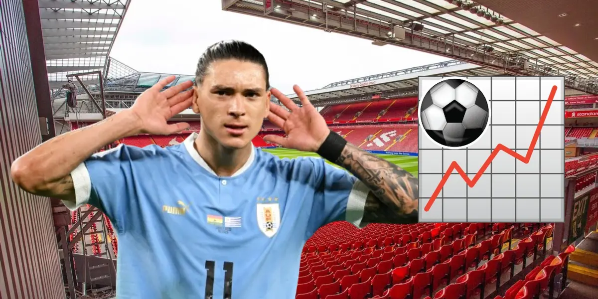 Darwin Núñez con la camiseta de Uruguay