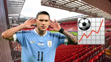 Darwin Núñez con la camiseta de Uruguay