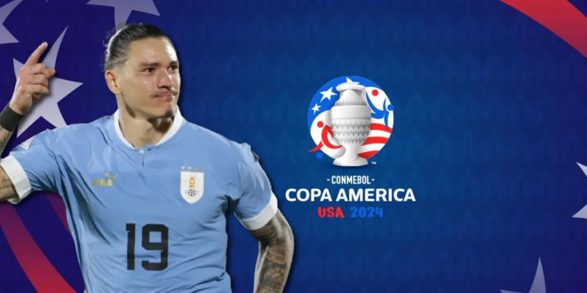 Darwin Núñez con la camiseta de Uruguay y el logo de la Copa América.