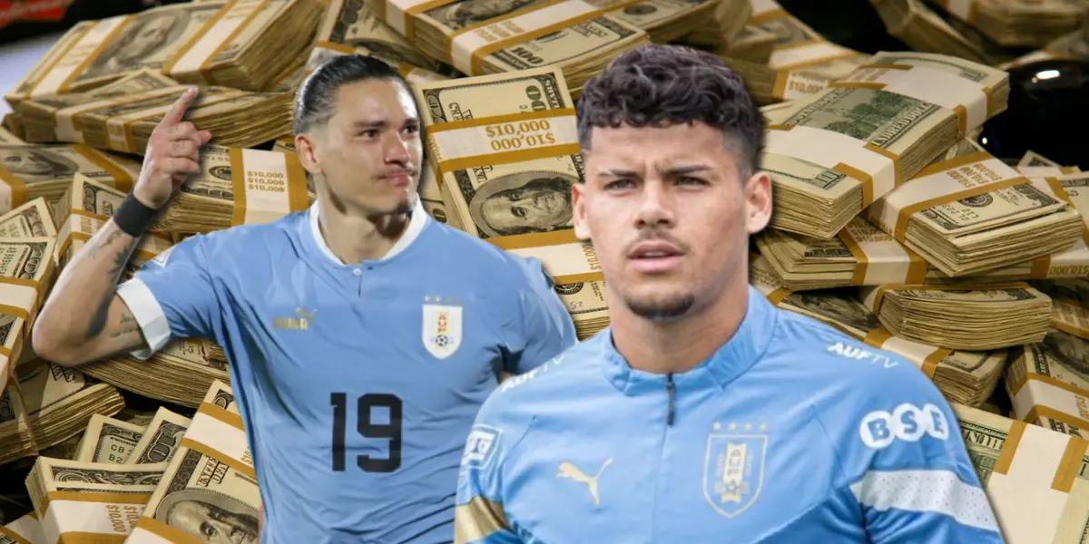 Darwin Núñez junto a Maximiliano Araújo.