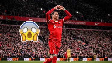 Darwin Núñez sigue recibiendo menciones especiales por su buen labor en el Liverpool de la Premier League