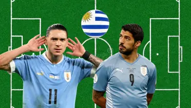 Darwin Núñez y Luis Suárez con la camiseta de Uruguay