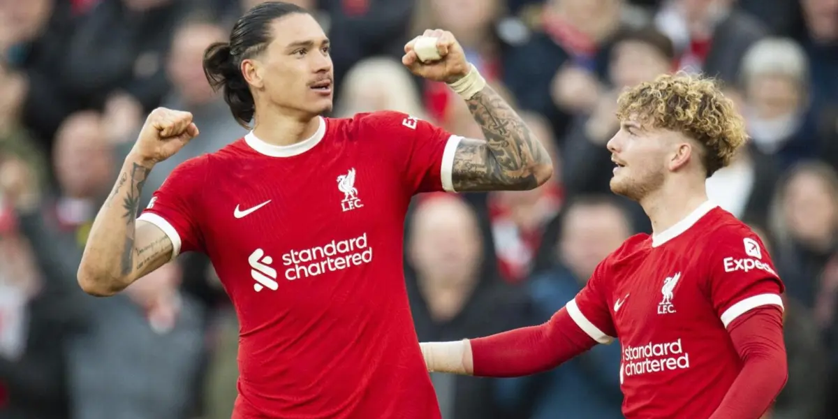 Darwin y su festejo de gol en Liverpool