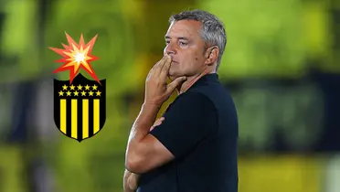 Diego Aguirre en la derrota de Peñarol ante City Torque