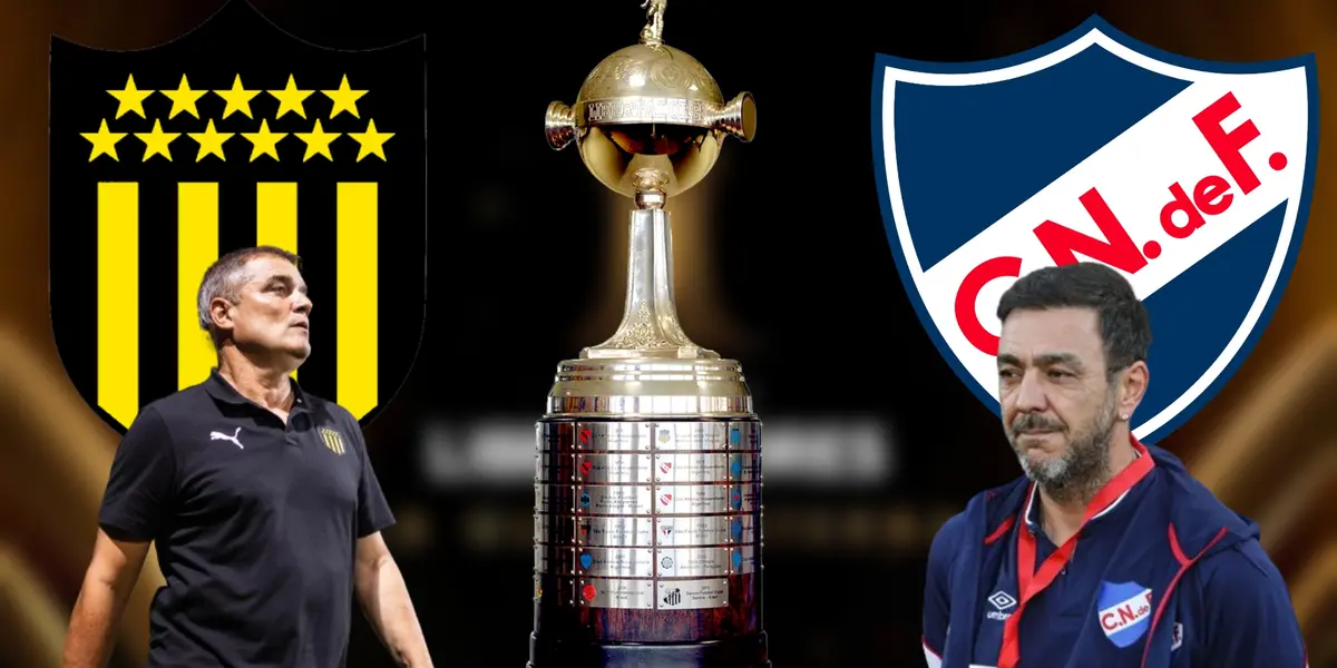 Diego Aguirre en Peñarol y Álvaro Recoba en Nacional junto a la Copa Libertadores