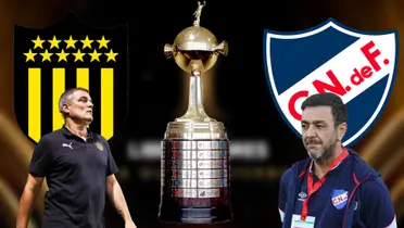 Diego Aguirre en Peñarol y Álvaro Recoba en Nacional junto a la Copa Libertadores