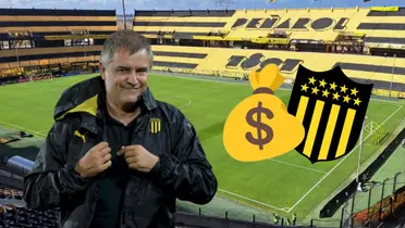 Diego Aguirre, entrenador de Peñarol, en el estadio Campeón del Siglo