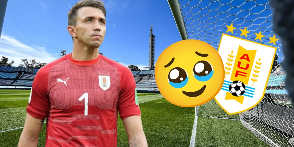 Diego Muslera con la camiseta de la Selección Uruguaya en el estadio Centenario