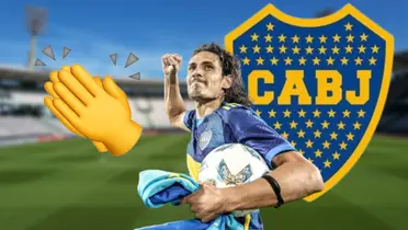 Edinson Cavani con la camiseta de Boca Juniors