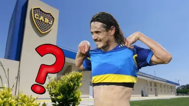 Edinson Cavani con la camiseta de Boca Juniors en el predio de entrenamiento del club