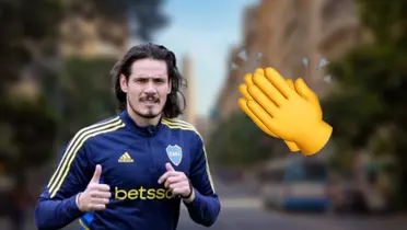 Edinson Cavani con la ropa de entrenamiento de Boca Juniors