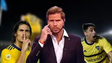 Edinson Cavani y Miguel Merentiel en Boca junto a Sebastián Vignolo