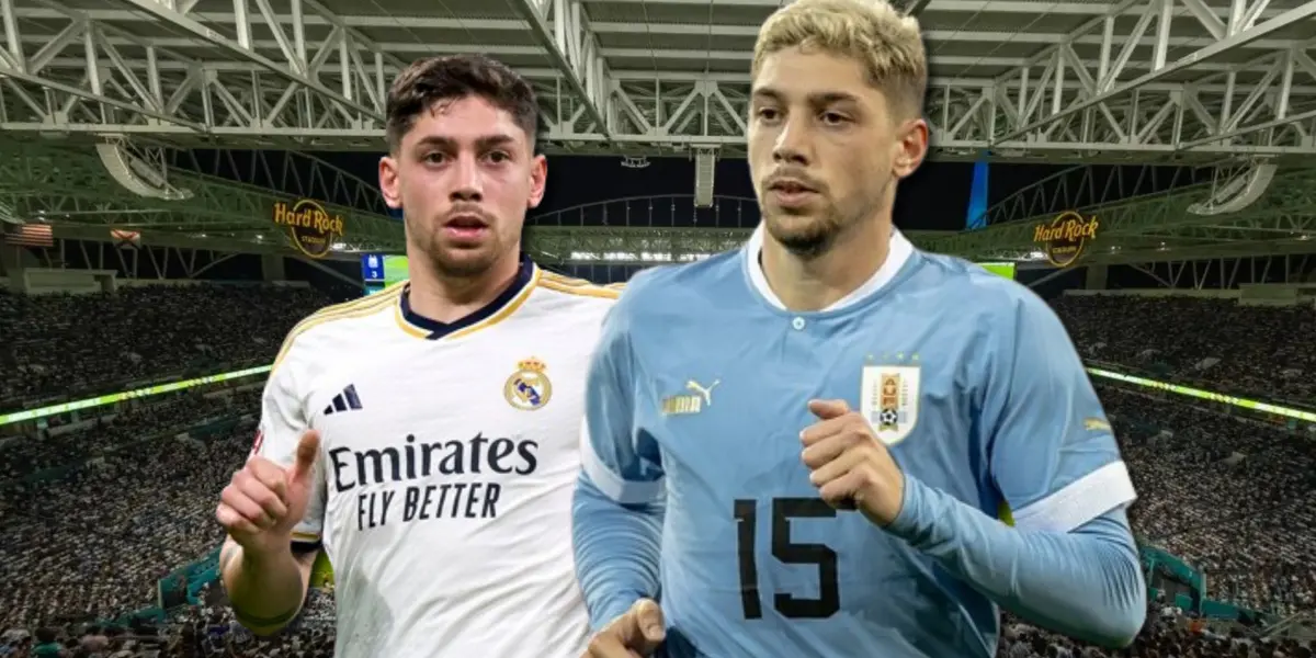 Federico Valverde con las camisetas de Real Madrid y Uruguay.