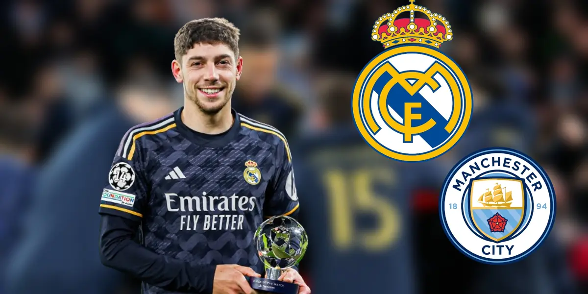 Federico Valverde en el Real Madrid con el premio MVP del partido ante el Manchester City