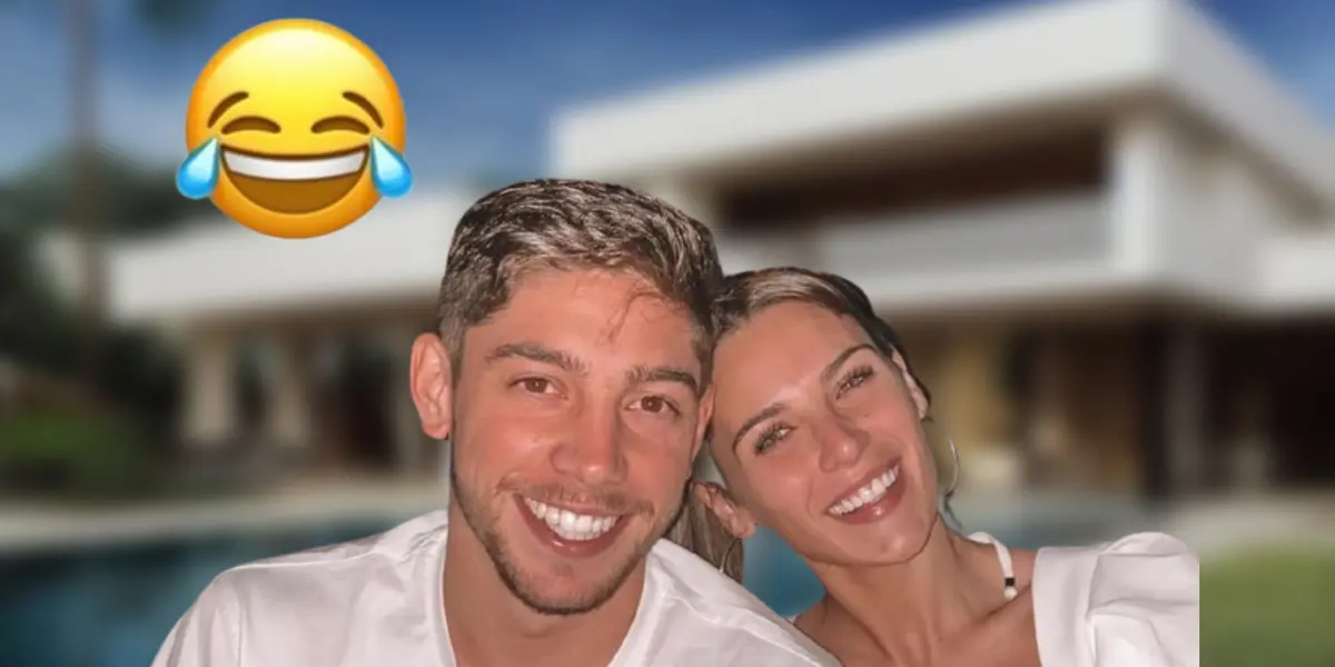 Federico Valverde en su casa junto a su esposa