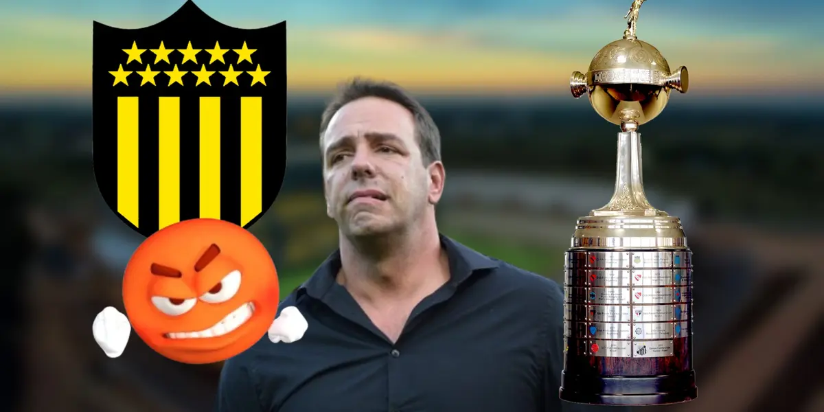 Ignacio Ruglio como presidente de Peñarol y el Campeón del Siglo de fondo