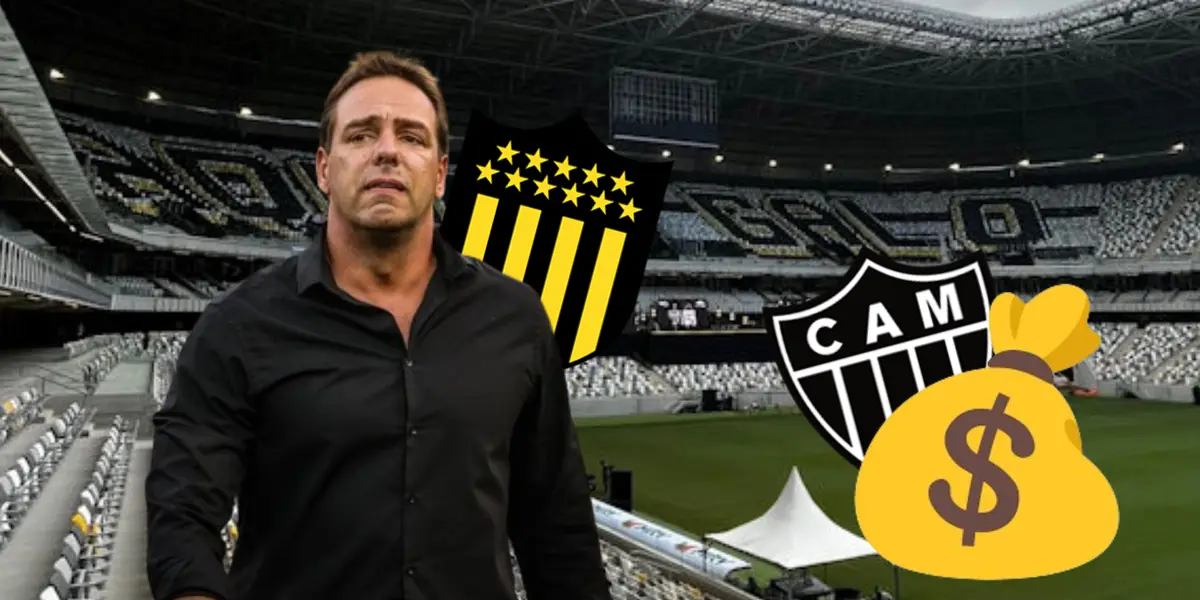 Ignacio Ruglio, presidente de Peñarol, en el estadio de Atlético Mineiro