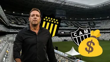 Ignacio Ruglio, presidente de Peñarol, en el estadio de Atlético Mineiro