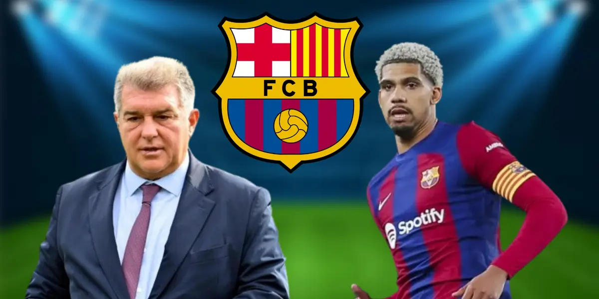 Joan Laporta y Ronald Araújo en el Barcelona