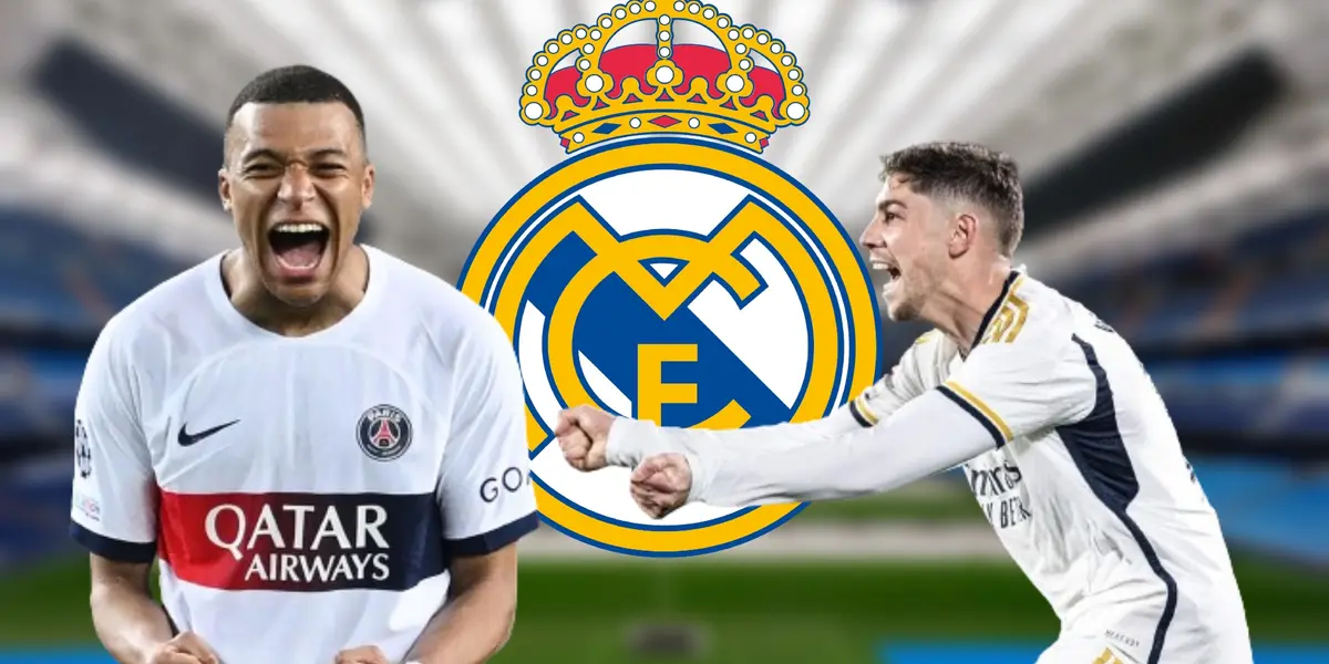 Kylian Mbappé con la camiseta del París Saint-Germain y Federico Valverde con los colores del Real Madrid
