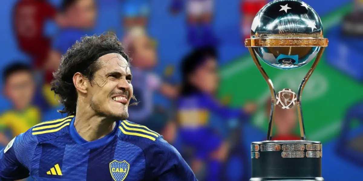 Las autoridades de la Copa Sudamericana aprovecharon la presencia de Edinson Cavani para dedicarle un sentido homenaje
