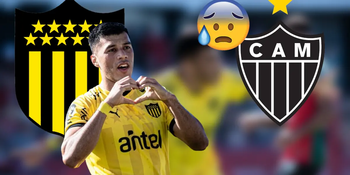 Leonardo Sequeira festejando su gol en Peñarol ante Boston River