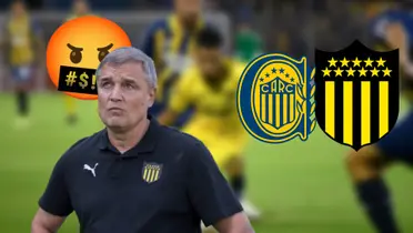 Los hinchas de Peñarol comenzaron a mostrar su descontento con Diego Aguirre después del gol de Rosario Central