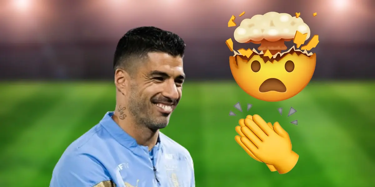 Luis Suárez con la indumentaria de la Selección de Uruguay