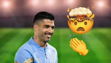 Luis Suárez con la indumentaria de la Selección de Uruguay