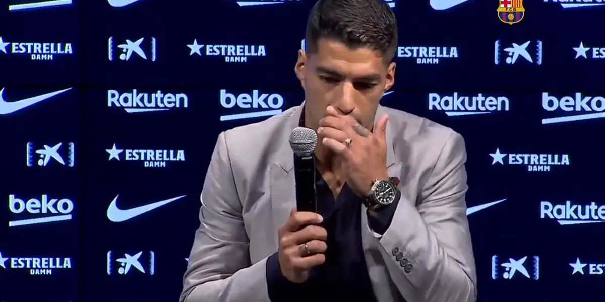 Luis Suárez en su despedida del Barcelona