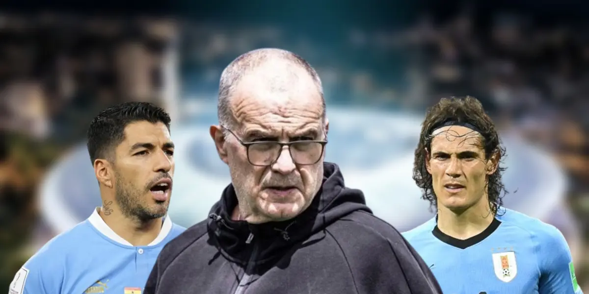 Luis Suárez, Marcelo Bielsa y Edinson Cavani en la Selección de Uruguay