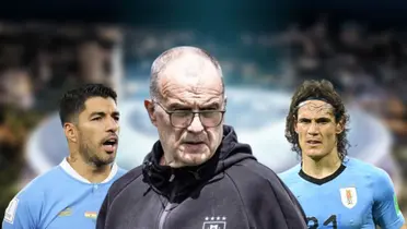 Luis Suárez, Marcelo Bielsa y Edinson Cavani en la Selección de Uruguay