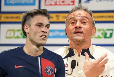 Manuel Ugarte y Luis Enrique en PSG.