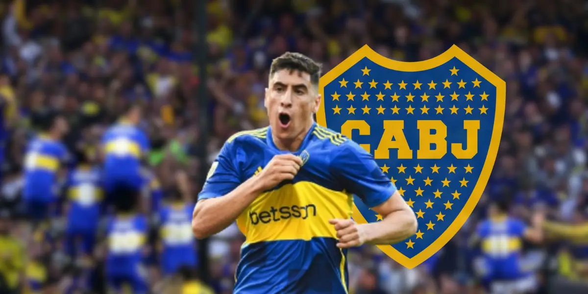 Miguel Merentiel celebrando un gol con la camiseta de Boca Juniors