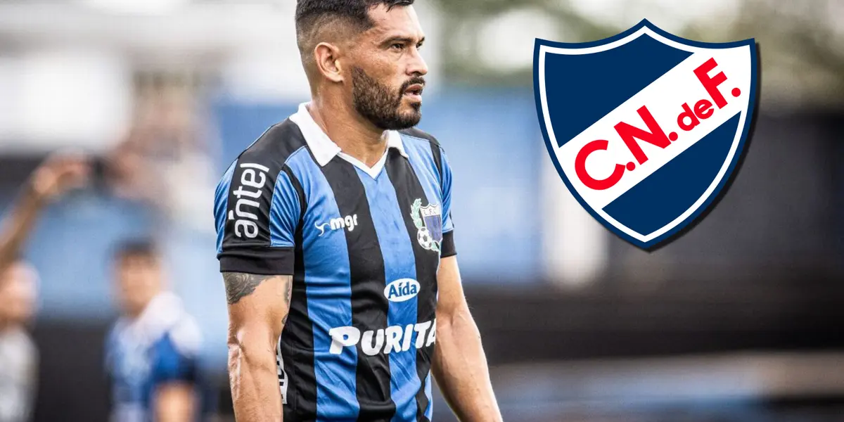 Miguel Samudio y el escudo de Nacional.