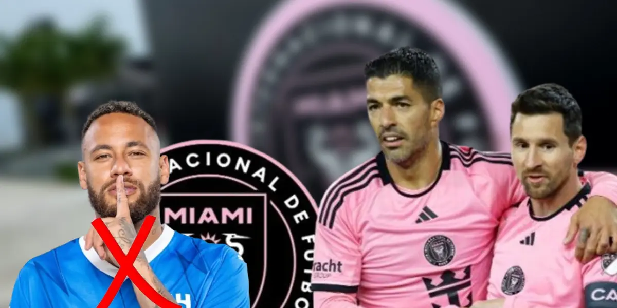 Neymar con la camiseta de Al-Hilal y Luis Suárez junto a Lionel Messi con la del Inter Miami