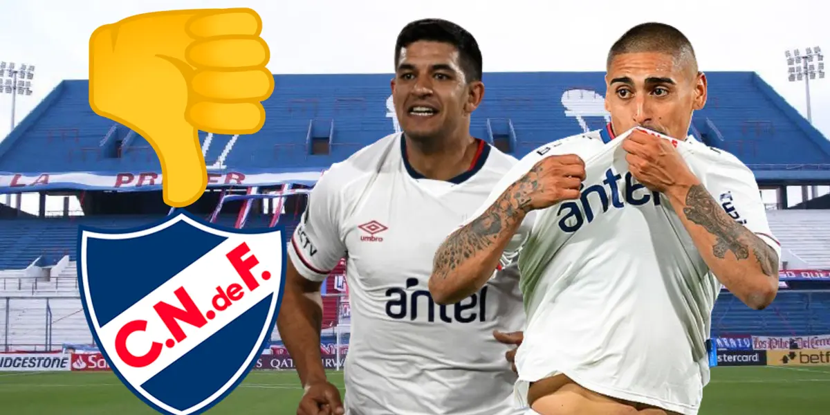 Polenta y Zabala, jugadores de Nacional, en el estadio Gran Parque Central