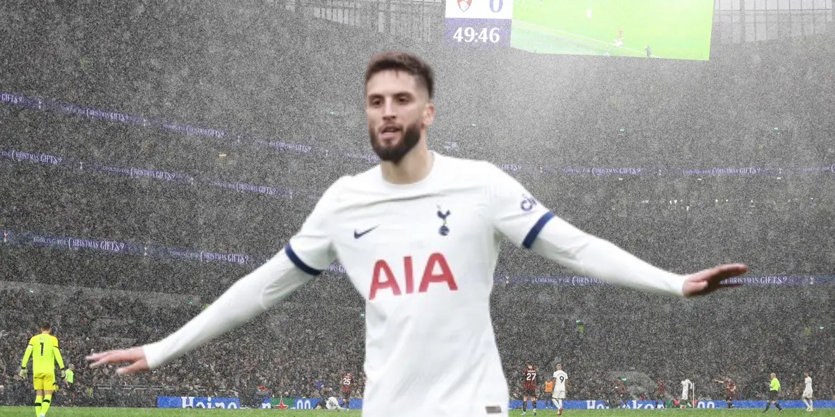 Rodrigo Bentancur en el partido de hoy con Tottenham.