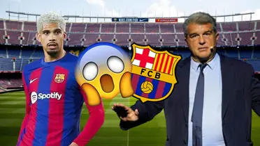 Ronald Araújo y Joan Laporta en el estadio Camp Nou de Barcelona