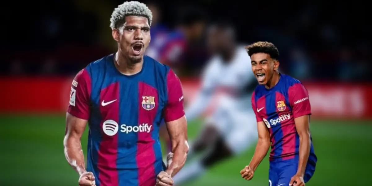 Ronald Araújo y Lamine Yamal con la camiseta del Barcelona ante París Saint-Germain