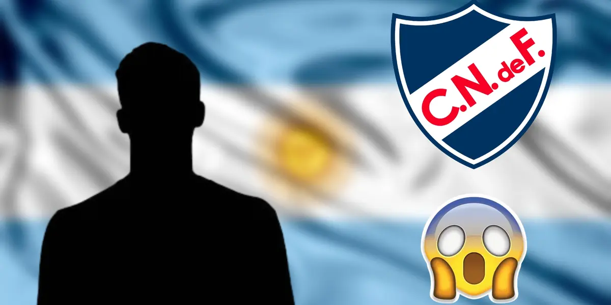 Silueta de Yonatán Rodríguez y el escudo de Nacional