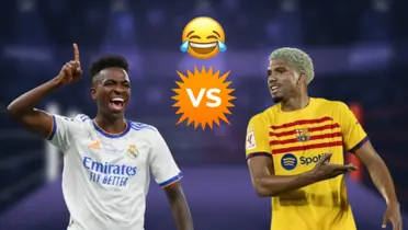 Vinicius con la camiseta del Real Madrid y Ronald Araújo en el Barcelona