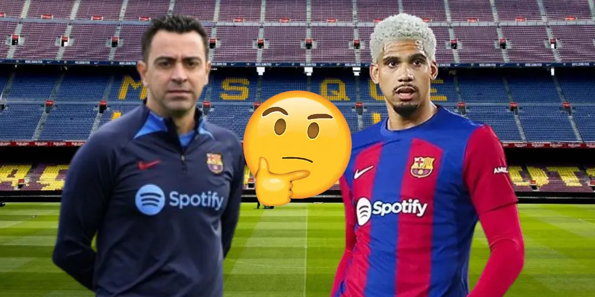 Xavi Hernández y Ronald Araujo en el Camp Nou de Barcelona