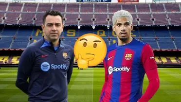 Xavi Hernández y Ronald Araujo en el Camp Nou de Barcelona