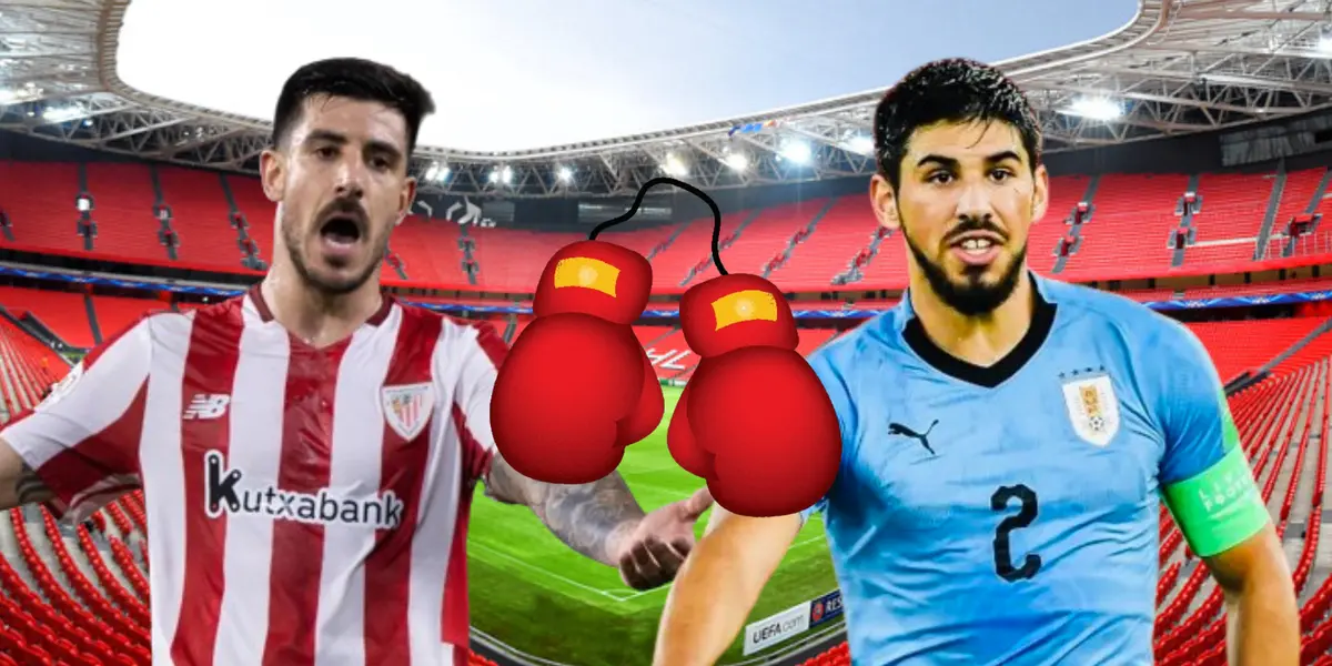 Yuri Berchiche y Bruno Méndez en el estadio San Mamés de España
